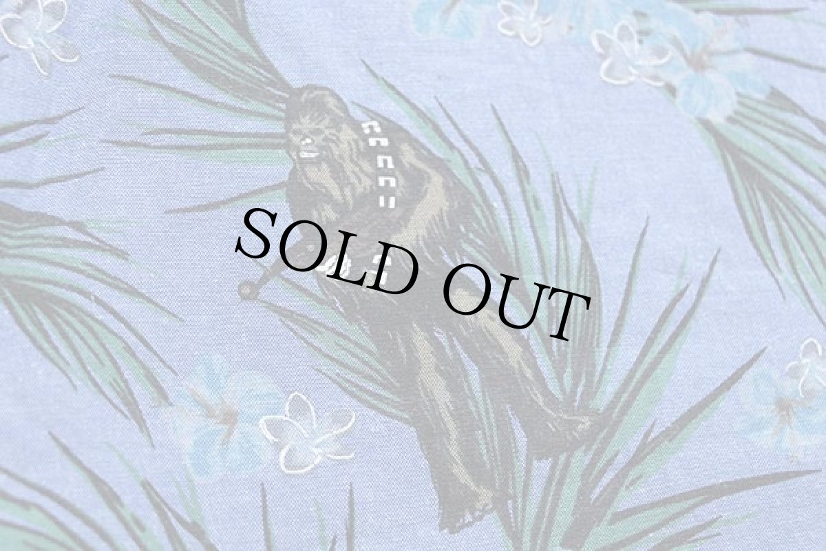 画像5: STAR WARSスターウォーズ チューバッカ×ハイビスカス 総柄 ボタンダウン 半袖 シャツ L (5)