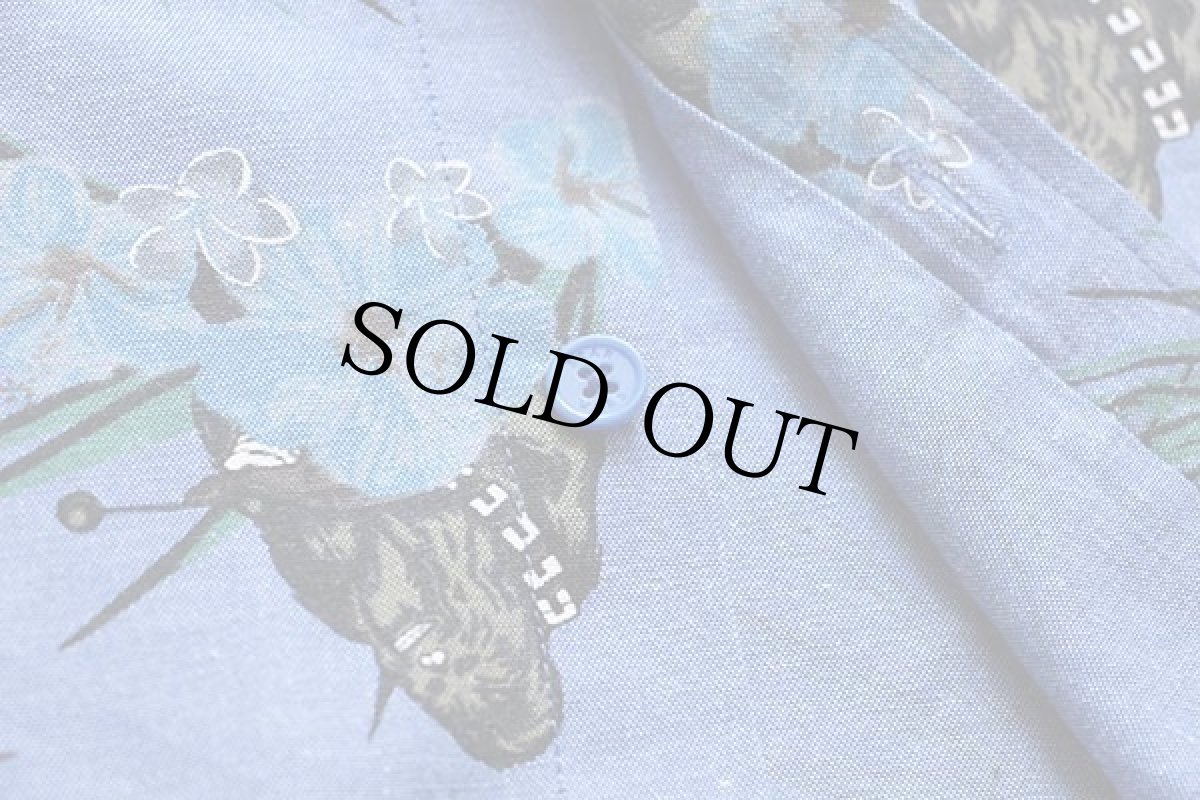 画像7: STAR WARSスターウォーズ チューバッカ×ハイビスカス 総柄 ボタンダウン 半袖 シャツ L (7)