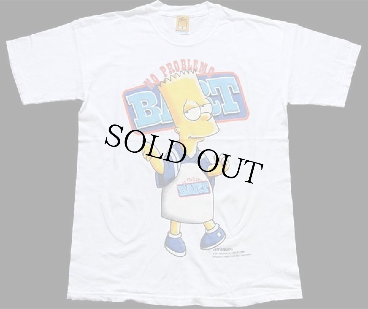 画像2: 90s The Simpsons シンプソンズ NO PROBLEMO BART バート コットンTシャツ 白 M (2)