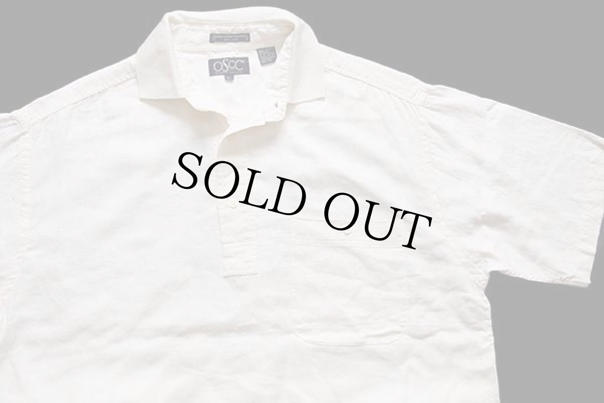 画像3: 90s OSCC OLD SCHOOL CLOTHING CO プルオーバー 半袖 リネンシャツ 生成り XL (3)