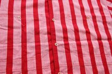 画像7: 90s イタリア製 BELFE ストライプ 半袖 コットン オープンカラーシャツ 薄赤×赤 L (7)