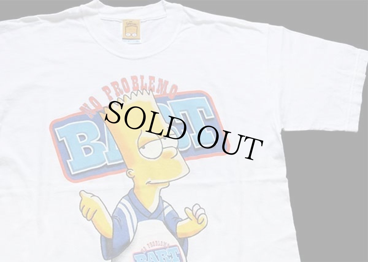 画像1: 90s The Simpsons シンプソンズ NO PROBLEMO BART バート コットンTシャツ 白 M (1)