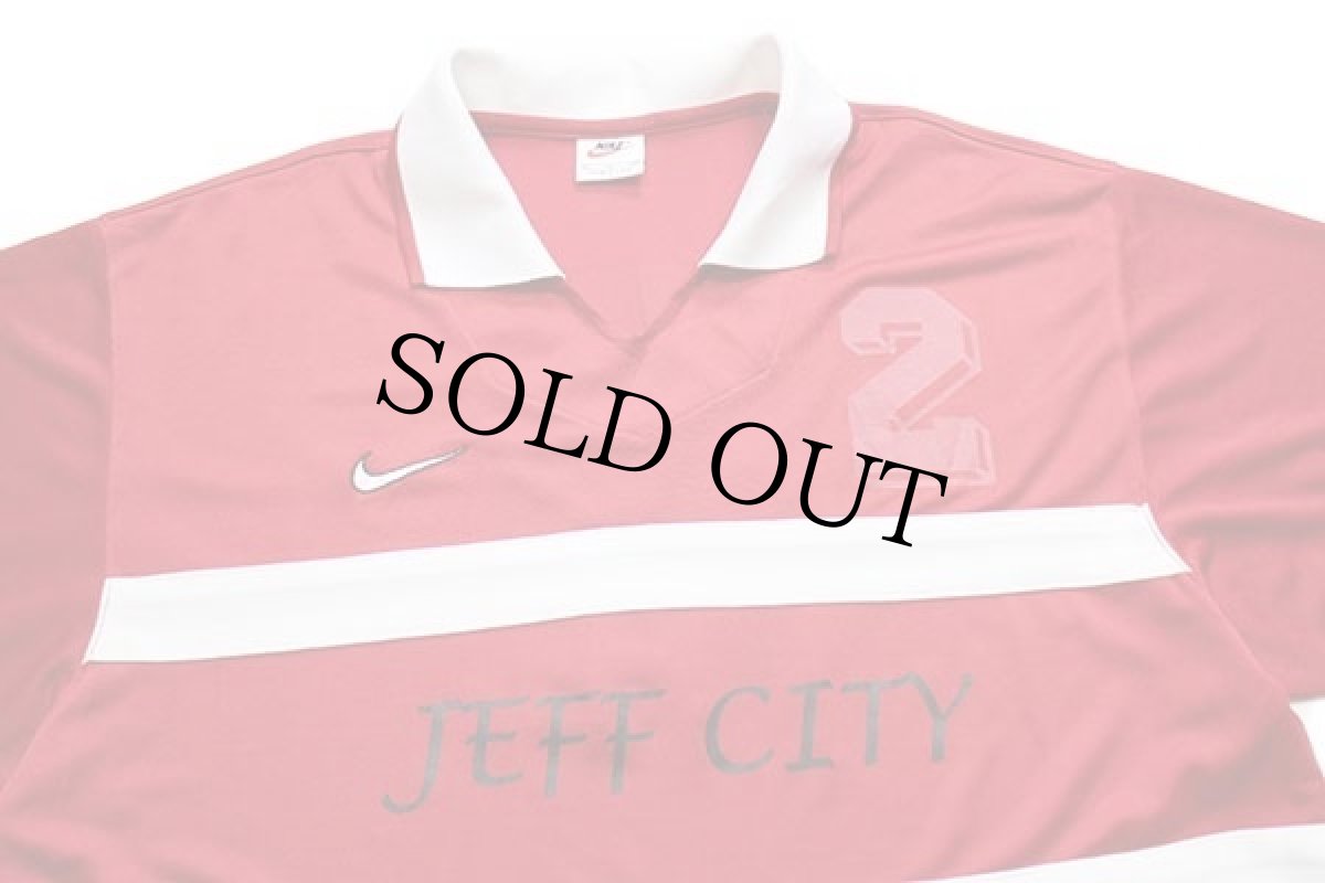 画像3: 90s USA製 NIKEナイキ JEFF CITY 2 ナンバリング サッカー ゲームシャツ 赤 M (3)