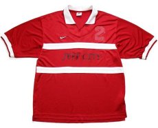 画像1: 90s USA製 NIKEナイキ JEFF CITY 2 ナンバリング サッカー ゲームシャツ 赤 M (1)