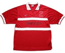 画像1: 90s USA製 NIKEナイキ JEFF CITY 2 ナンバリング サッカー ゲームシャツ 赤 M (1)