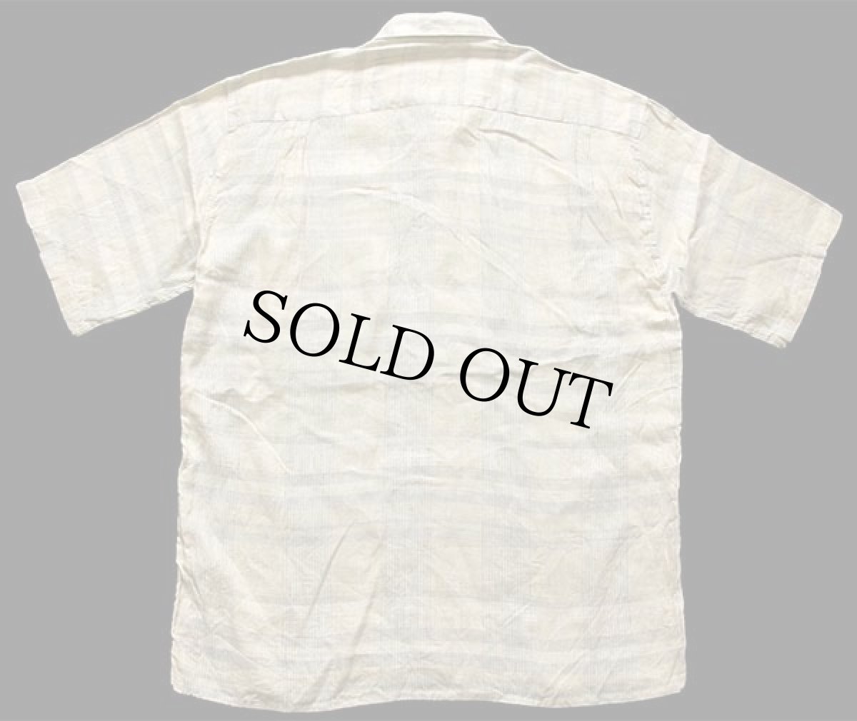 画像2: 90s イタリア製 Carlo Regona チェック 織り柄 半袖 リネンシャツ M (2)