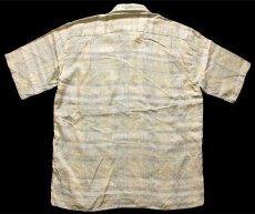 画像2: 90s イタリア製 Carlo Regona チェック 織り柄 半袖 リネンシャツ M (2)