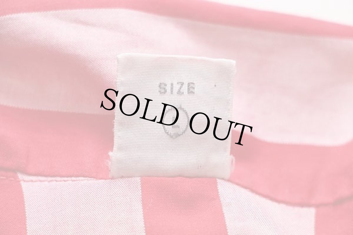 画像5: 90s イタリア製 BELFE ストライプ 半袖 コットン オープンカラーシャツ 薄赤×赤 L (5)