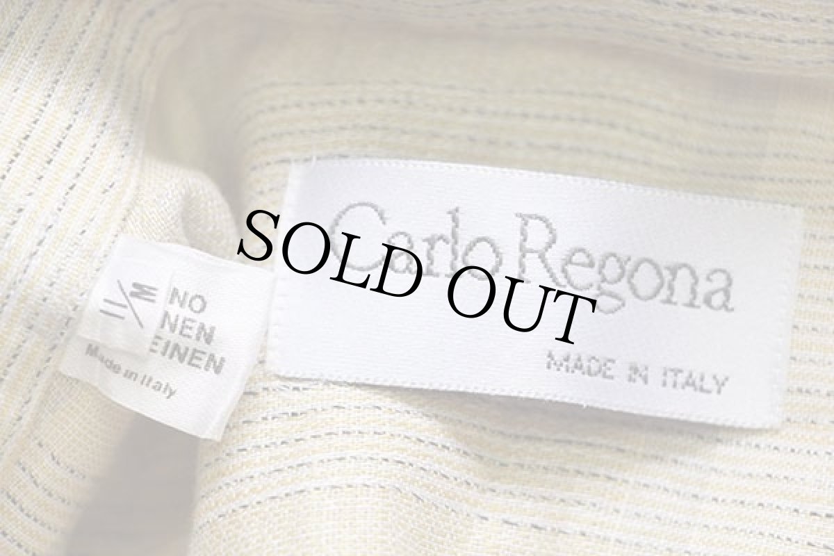 画像4: 90s イタリア製 Carlo Regona チェック 織り柄 半袖 リネンシャツ M (4)