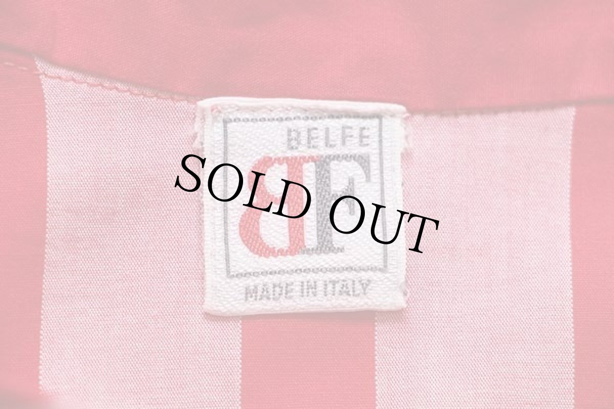 画像4: 90s イタリア製 BELFE ストライプ 半袖 コットン オープンカラーシャツ 薄赤×赤 L (4)