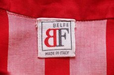 画像4: 90s イタリア製 BELFE ストライプ 半袖 コットン オープンカラーシャツ 薄赤×赤 L (4)