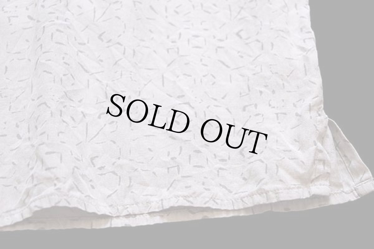 画像5: 90s PERRY ELLIS 総柄 半袖 シルク×コットンシャツ グレーベージュ L (5)