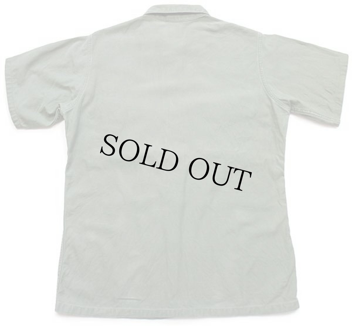 画像2: 60s 米軍 U.S.NAVY SEABEES ステンシル&パッチ付き 半袖 コットンサテン ユーティリティシャツ カスタム オリーブ 15.5 (2)