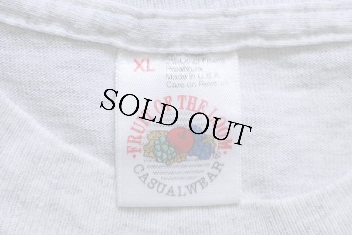 画像4: 90s USA製 FRUIT OF THE LOOM 無地 コットン ポケットTシャツ 杢ライトグレー XL (4)