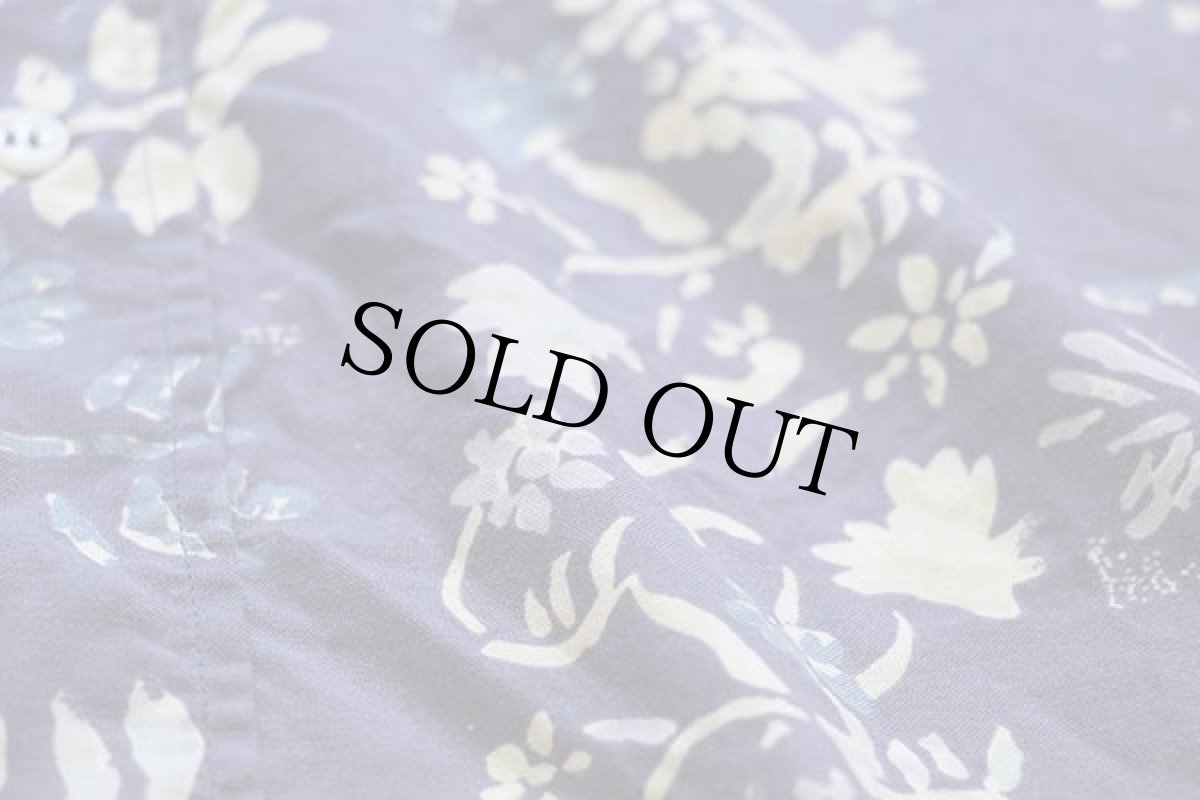 画像6: 90s イタリア製 BENETTONベネトン 総柄 半袖 コットンシャツ ナス紺 (6)