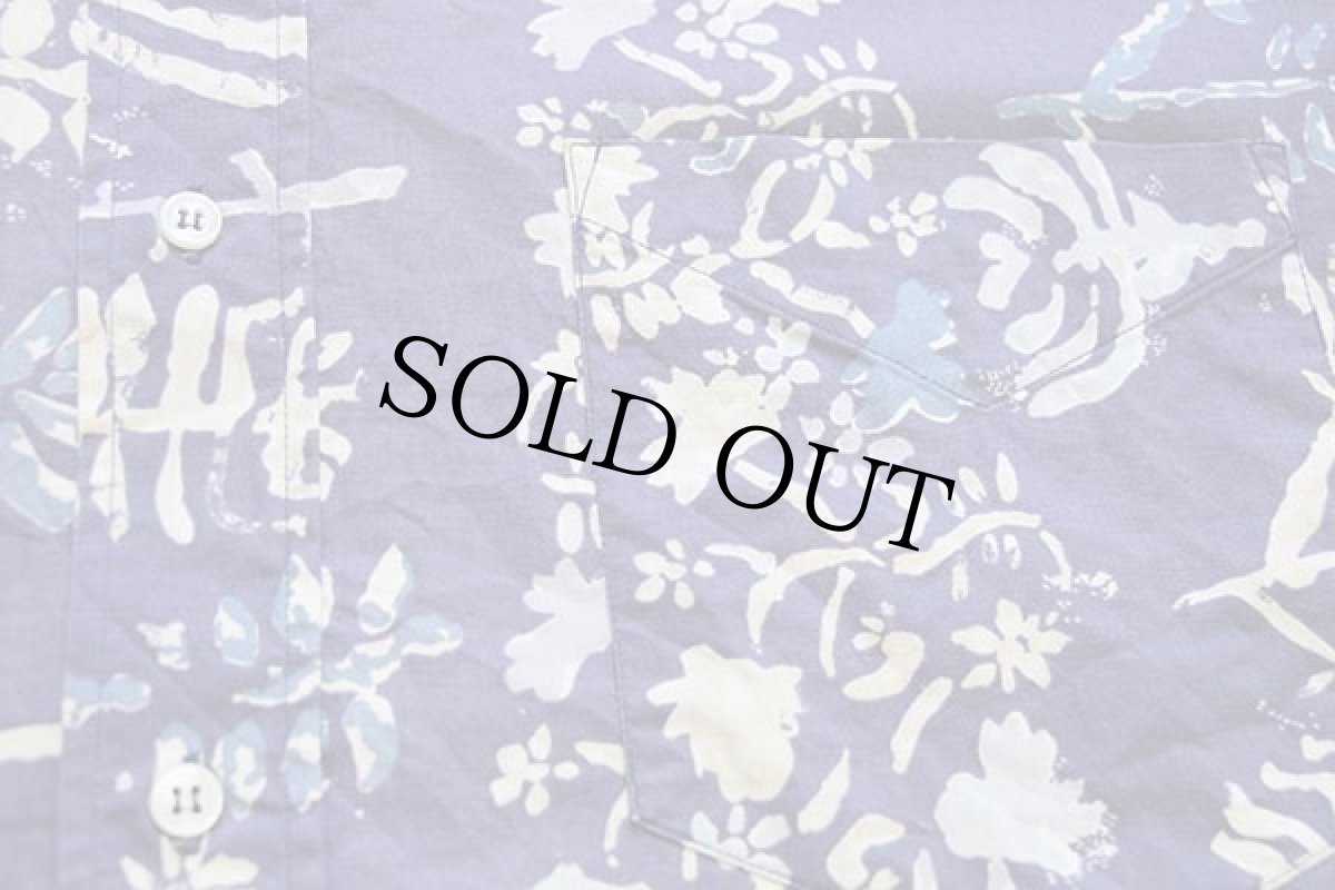 画像5: 90s イタリア製 BENETTONベネトン 総柄 半袖 コットンシャツ ナス紺 (5)