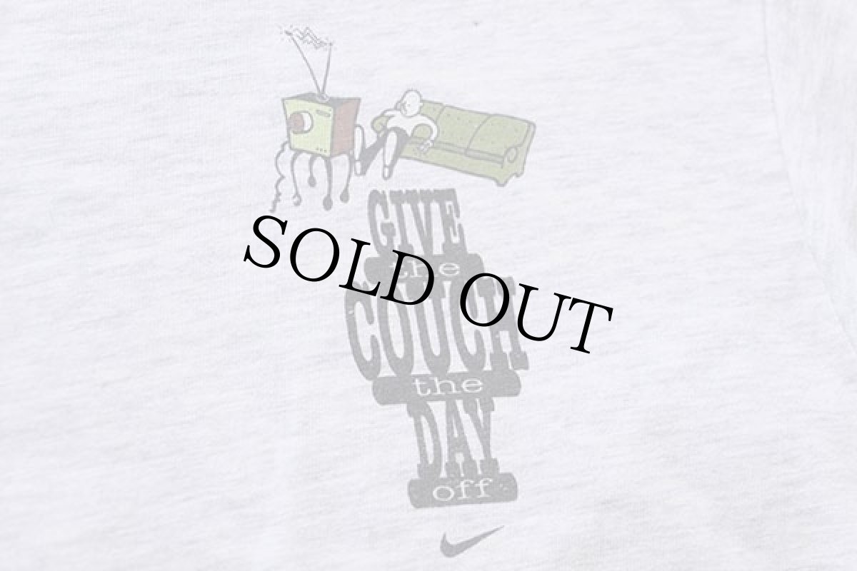 画像5: 90s USA製 NIKEナイキ GIVE the COUCH the DAY off コットンTシャツ 杢ライトグレー M (5)