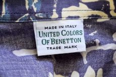 画像4: 90s イタリア製 BENETTONベネトン 総柄 半袖 コットンシャツ ナス紺 (4)