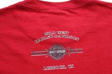 画像4: メキシコ製 HARLEY-DAVIDSON ハーレー ダビッドソン WILD WEST チェッカーフラッグ コットン 長袖Tシャツ 濃赤 XL (4)