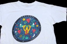 画像1: 90s AKELARRE CAFE CONCIERTO 染み込みプリント アート コットンTシャツ 白 (1)