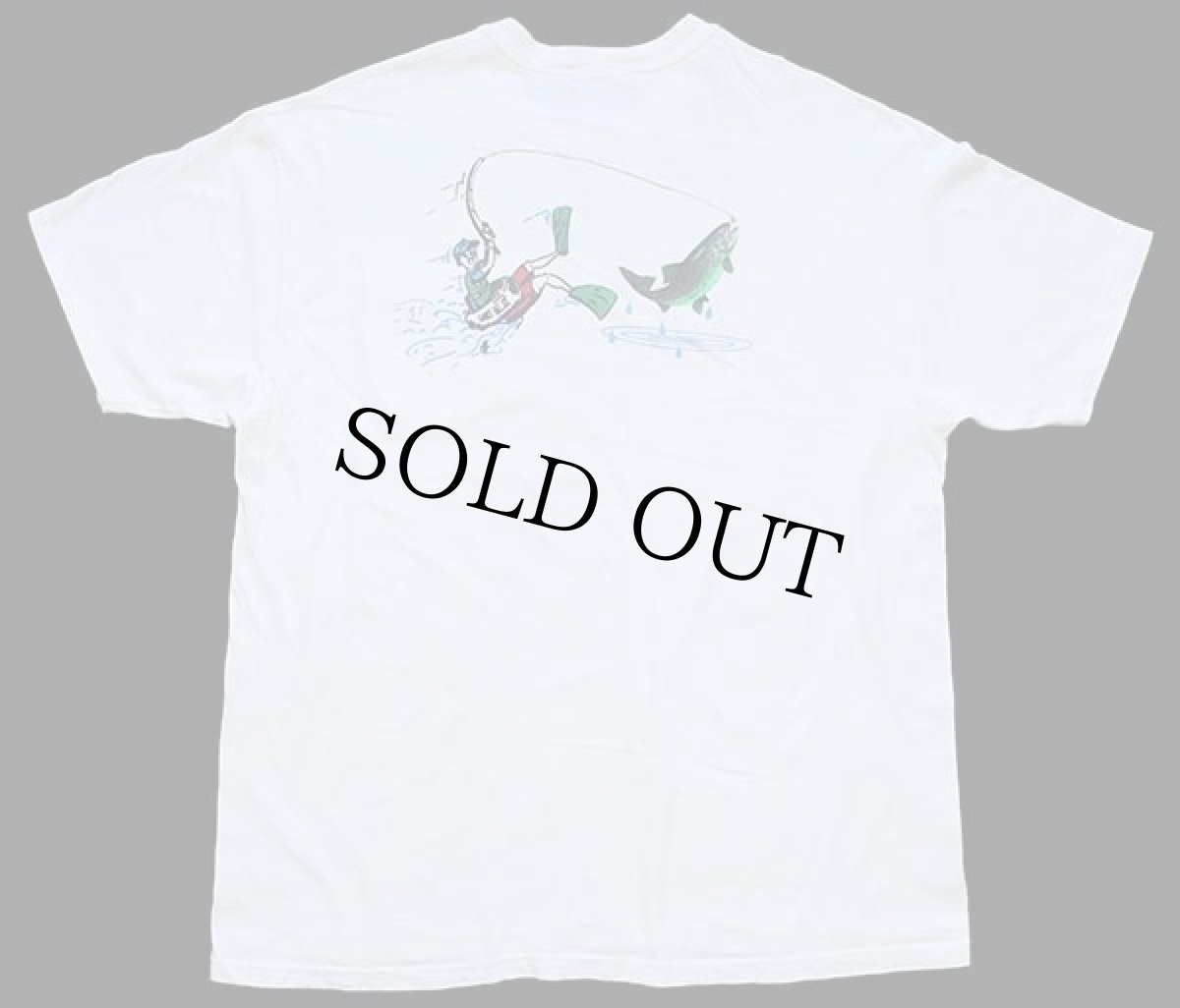 画像3: 90s Hanes フィッシング イラスト 両面プリント コットン ポケットTシャツ 白 XL (3)