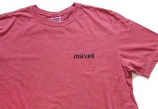 画像1: 00s maxellマクセル ワンポイント ロゴ コットンTシャツ 薄赤 M (1)