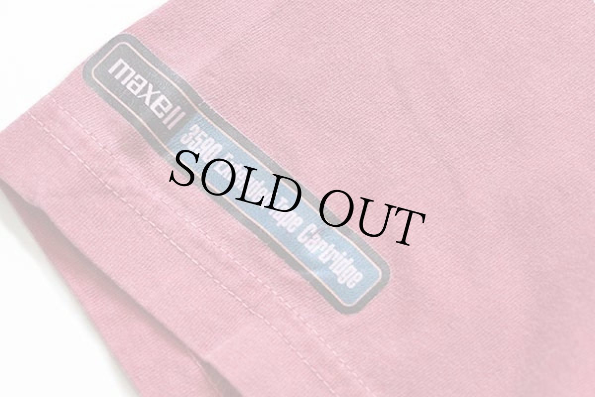 画像5: 00s maxellマクセル ワンポイント ロゴ コットンTシャツ 薄赤 M (5)