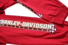 画像6: メキシコ製 HARLEY-DAVIDSON ハーレー ダビッドソン WILD WEST チェッカーフラッグ コットン 長袖Tシャツ 濃赤 XL (6)