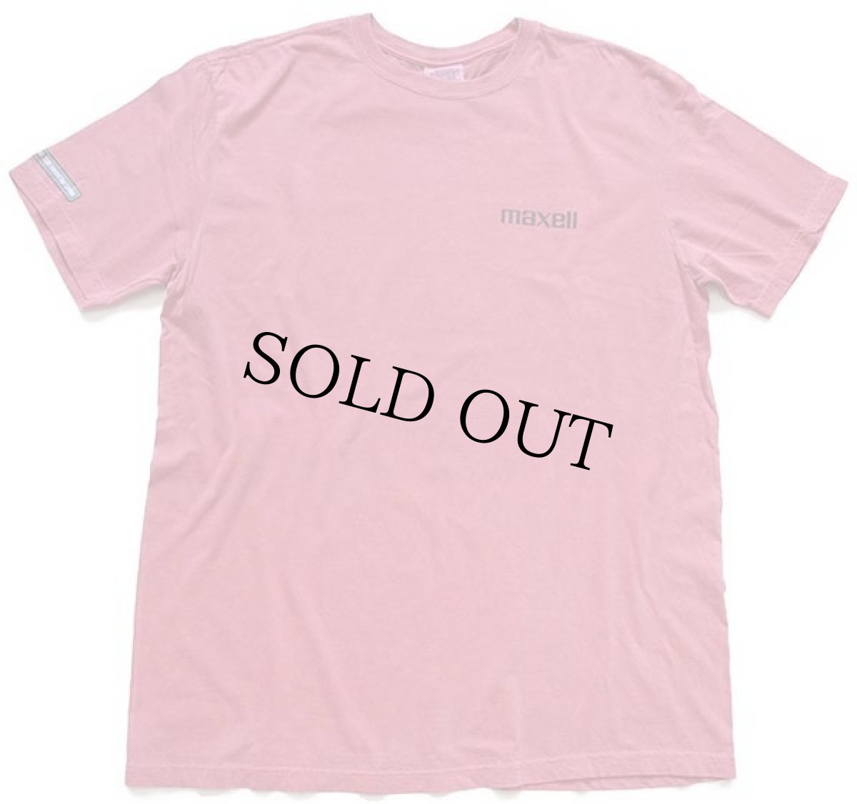 画像2: 00s maxellマクセル ワンポイント ロゴ コットンTシャツ 薄赤 M (2)