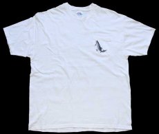 画像2: 90s Hanes フィッシング イラスト 両面プリント コットン ポケットTシャツ 白 XL (2)