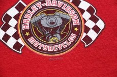 画像5: メキシコ製 HARLEY-DAVIDSON ハーレー ダビッドソン WILD WEST チェッカーフラッグ コットン 長袖Tシャツ 濃赤 XL (5)