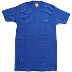 画像2: デッドストック★80s USA製 Wranglerラングラー ロゴ ワンポイント コットンTシャツ 青 M (2)