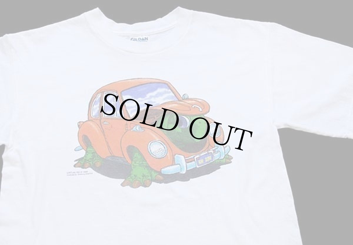 画像1: 90s フォルクスワーゲン タイプ1 ビートル カメ コットンTシャツ 白 L (1)