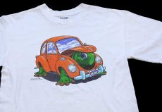 画像1: 90s フォルクスワーゲン タイプ1 ビートル カメ コットンTシャツ 白 L (1)