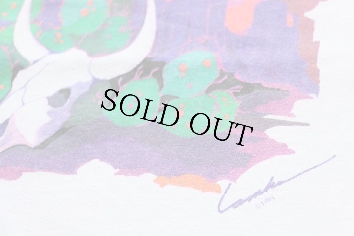 画像5: 90s サボテン カウスカル アート コットンTシャツ 白 XL (5)