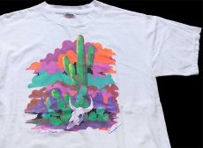 画像1: 90s サボテン カウスカル アート コットンTシャツ 白 XL (1)