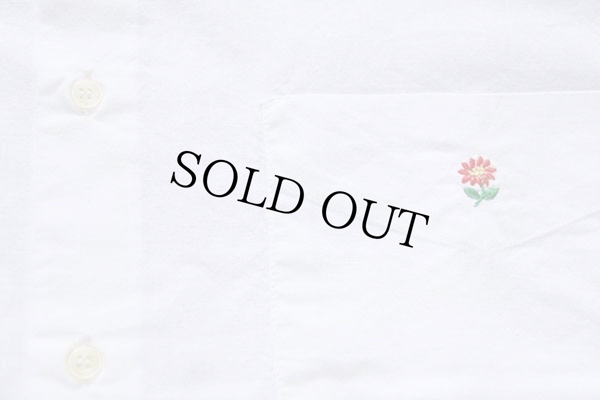 画像5: 90s イタリア製 JESUS ワンポイント 花柄 刺繍 半袖 コットンシャツ 白 XL (5)