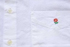 画像5: 90s イタリア製 JESUS ワンポイント 花柄 刺繍 半袖 コットンシャツ 白 XL (5)