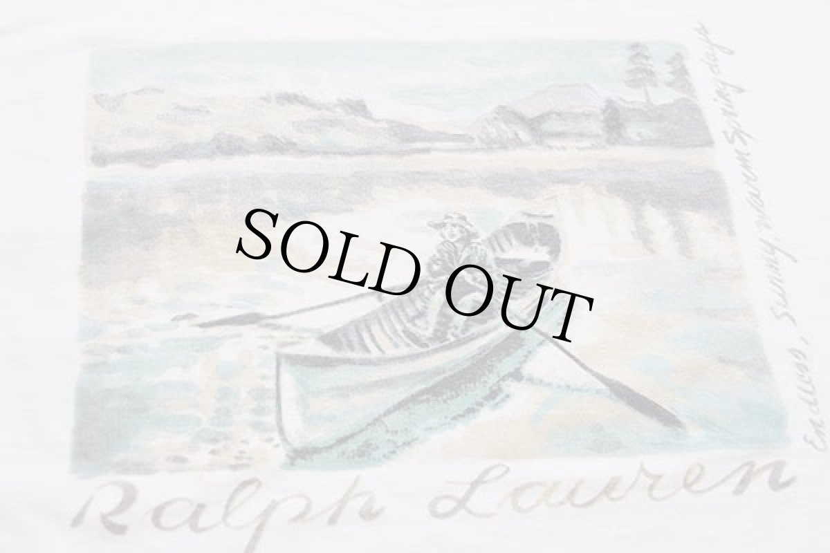 画像4: 90s USA製 ラルフローレン Endless Sunny Warm Spring days バックプリント アート コットン ポケットTシャツ 生成り L (4)