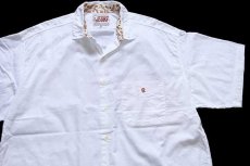 画像3: 90s イタリア製 JESUS ワンポイント 花柄 刺繍 半袖 コットンシャツ 白 XL (3)