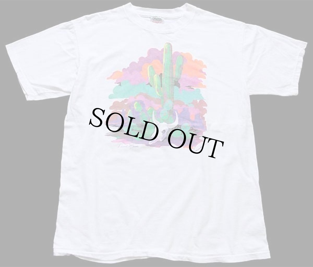 画像2: 90s サボテン カウスカル アート コットンTシャツ 白 XL (2)