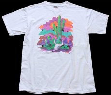 画像2: 90s サボテン カウスカル アート コットンTシャツ 白 XL (2)