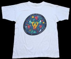 画像2: 90s AKELARRE CAFE CONCIERTO 染み込みプリント アート コットンTシャツ 白 (2)