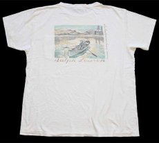 画像1: 90s USA製 ラルフローレン Endless Sunny Warm Spring days バックプリント アート コットン ポケットTシャツ 生成り L (1)