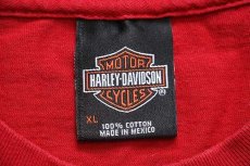 画像7: メキシコ製 HARLEY-DAVIDSON ハーレー ダビッドソン WILD WEST チェッカーフラッグ コットン 長袖Tシャツ 濃赤 XL (7)