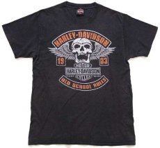 画像2: Hanes HARLEY-DAVIDSON ハーレー ダビッドソン OLD SCHOOL RULES TADDY'S スカル 両面プリント コットンTシャツ 黒 フェード (2)