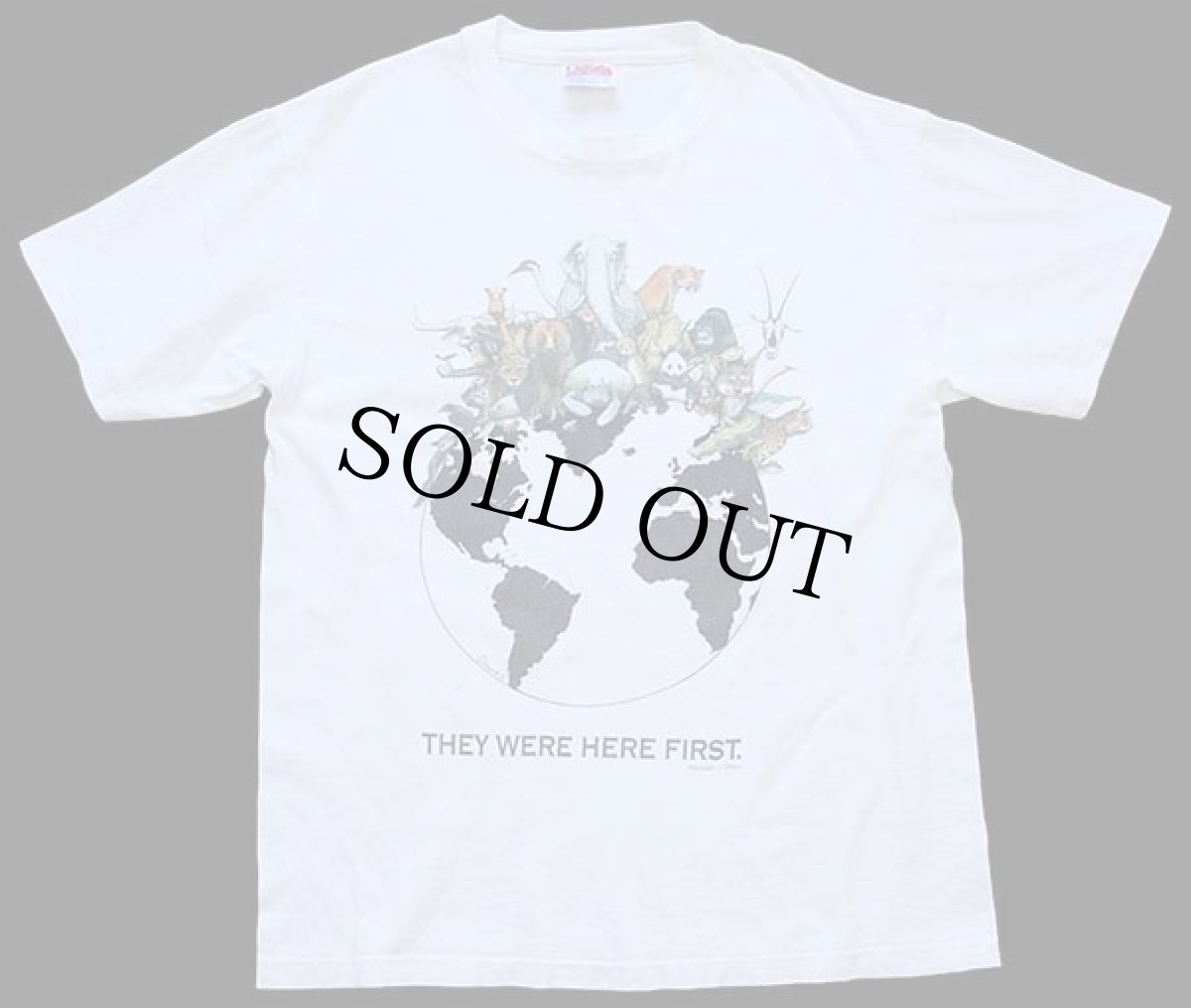 画像2: 90s Hanes THEY WERE HERE FIRST. アニマル 地球 アート コットンTシャツ 白 M (2)