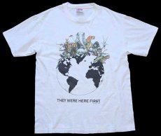 画像2: 90s Hanes THEY WERE HERE FIRST. アニマル 地球 アート コットンTシャツ 白 M (2)