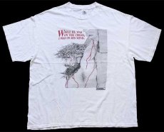 画像2: 00s WHILE HE WAS ON THE CROSS, I WAS ON HIS MIND. Christian Jesus アート コットンTシャツ 白 XL (2)