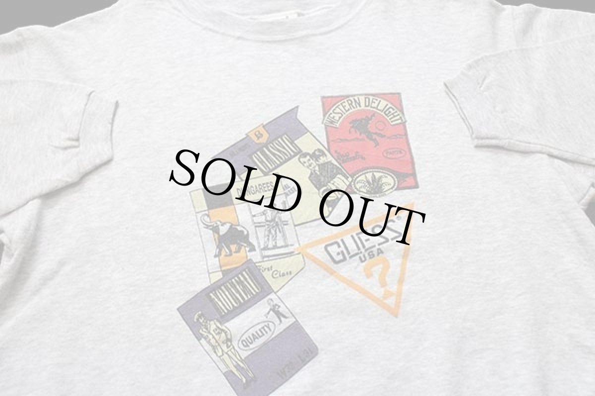 画像3: 90s USA製 GUESSゲス フラッシャー柄 スウェット 杢グレー (3)